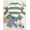 imageZESICA Womens 2025 Fall Long Sleeve Oversized Striped Color Block Comfy Loose Crew Neck Knitted Pullover SweaterGreen