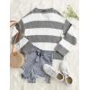 imageZESICA Womens 2025 Fall Long Sleeve Oversized Striped Color Block Comfy Loose Crew Neck Knitted Pullover SweaterGrey