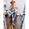 imageZESICA Womens 2025 Fall Long Sleeve Oversized Striped Color Block Comfy Loose Crew Neck Knitted Pullover SweaterGrey