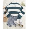 imageZESICA Womens 2025 Fall Long Sleeve Oversized Striped Color Block Comfy Loose Crew Neck Knitted Pullover SweaterGreygreen