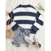 imageZESICA Womens 2025 Fall Long Sleeve Oversized Striped Color Block Comfy Loose Crew Neck Knitted Pullover SweaterNavy