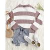 imageZESICA Womens 2025 Fall Long Sleeve Oversized Striped Color Block Comfy Loose Crew Neck Knitted Pullover SweaterPink