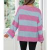 imageZESICA Womens 2025 Fall Long Sleeve Oversized Striped Color Block Comfy Loose Crew Neck Knitted Pullover SweaterRosypink