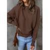 imageZESICA Womens Fall 2025 Turtleneck Batwing Long Sleeve Ribbed Knit Casual Soft Pullover Sweater Jumper TopCoffee