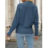 imageZESICA Womens Fall 2025 Turtleneck Batwing Long Sleeve Ribbed Knit Casual Soft Pullover Sweater Jumper TopDustyblue