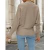 imageZESICA Womens Fall 2025 Turtleneck Batwing Long Sleeve Ribbed Knit Casual Soft Pullover Sweater Jumper TopKhaki