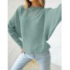 imageZESICA Womens Fall 2025 Turtleneck Batwing Long Sleeve Ribbed Knit Casual Soft Pullover Sweater Jumper TopLake