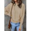 imageZESICA Womens Fall 2025 Turtleneck Batwing Long Sleeve Ribbed Knit Casual Soft Pullover Sweater Jumper TopOatmeal