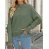 imageZESICA Womens Fall 2025 Turtleneck Batwing Long Sleeve Ribbed Knit Casual Soft Pullover Sweater Jumper TopOlive