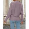 imageZESICA Womens Fall 2025 Turtleneck Batwing Long Sleeve Ribbed Knit Casual Soft Pullover Sweater Jumper TopPurple