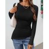 imageZESICA Womens Floral Long Sleeve Shirts 2025 Fall Boat Neck Mesh Ruched Tops Fitted Asymmetrical Going Out BlousesEbony