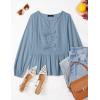 imageZESICA Womens Long Sleeve Babydoll Tops Crewneck Tie Front Casual Loose Ruffle Flowy Peplum Shirts 2025 Fall BlousesDustyblue
