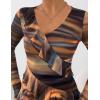 imageZESICA Womens Long Sleeve Floral Shirts V Neck Going Out Ruffle Tops Blouses 2025 Fall Fashion Clothes OutfitsBrown