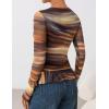 imageZESICA Womens Long Sleeve Floral Shirts V Neck Going Out Ruffle Tops Blouses 2025 Fall Fashion Clothes OutfitsBrown