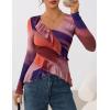 imageZESICA Womens Long Sleeve Floral Shirts V Neck Going Out Ruffle Tops Blouses 2025 Fall Fashion Clothes OutfitsMulticolour