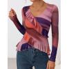 imageZESICA Womens Long Sleeve Floral Shirts V Neck Going Out Ruffle Tops Blouses 2025 Fall Fashion Clothes OutfitsMulticolour
