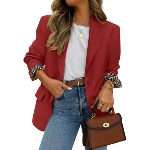imageZESICA Womens Fall Business Casual Blazers 2025 Long Sleeve Lapel Open Front Button Work Blazer Jackets with PocketsWine
