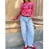 imageZESICA Fall Floral Long Sleeve Tops for Women 2025 Mock Neck Mesh Ruched Slim Fit Going Out T Shirts Trendy BlousesRose
