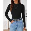 imageZESICA Womens Fleece Sherpa Lined Tops Long Sleeve Mock Neck Knit Thermal Basic Shirts 2025 Fall Winter ClothesBlack