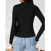 imageZESICA Womens Fleece Sherpa Lined Tops Long Sleeve Mock Neck Knit Thermal Basic Shirts 2025 Fall Winter ClothesBlack