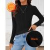 imageZESICA Womens Fleece Sherpa Lined Tops Long Sleeve Mock Neck Knit Thermal Basic Shirts 2025 Fall Winter ClothesBlack