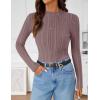imageZESICA Womens Fleece Sherpa Lined Tops Long Sleeve Mock Neck Knit Thermal Basic Shirts 2025 Fall Winter ClothesDustypink