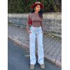 imageZESICA Womens Fleece Sherpa Lined Tops Long Sleeve Mock Neck Knit Thermal Basic Shirts 2025 Fall Winter ClothesDustypink