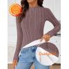 imageZESICA Womens Fleece Sherpa Lined Tops Long Sleeve Mock Neck Knit Thermal Basic Shirts 2025 Fall Winter ClothesDustypink