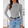 imageZESICA Womens Fleece Sherpa Lined Tops Long Sleeve Mock Neck Knit Thermal Basic Shirts 2025 Fall Winter ClothesGray