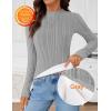 imageZESICA Womens Fleece Sherpa Lined Tops Long Sleeve Mock Neck Knit Thermal Basic Shirts 2025 Fall Winter ClothesGray