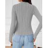 imageZESICA Womens Fleece Sherpa Lined Tops Long Sleeve Mock Neck Knit Thermal Basic Shirts 2025 Fall Winter ClothesGray