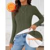 imageZESICA Womens Fleece Sherpa Lined Tops Long Sleeve Mock Neck Knit Thermal Basic Shirts 2025 Fall Winter ClothesGraygreen