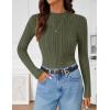 imageZESICA Womens Fleece Sherpa Lined Tops Long Sleeve Mock Neck Knit Thermal Basic Shirts 2025 Fall Winter ClothesGraygreen