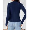 imageZESICA Womens Fleece Sherpa Lined Tops Long Sleeve Mock Neck Knit Thermal Basic Shirts 2025 Fall Winter ClothesNavy
