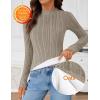 imageZESICA Womens Fleece Sherpa Lined Tops Long Sleeve Mock Neck Knit Thermal Basic Shirts 2025 Fall Winter ClothesOats