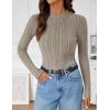 imageZESICA Womens Fleece Sherpa Lined Tops Long Sleeve Mock Neck Knit Thermal Basic Shirts 2025 Fall Winter ClothesOats