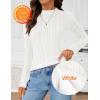 imageZESICA Womens Fleece Sherpa Lined Tops Long Sleeve Mock Neck Knit Thermal Basic Shirts 2025 Fall Winter ClothesWhite
