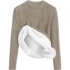 imageZESICA Womens Fleece Sherpa Lined Tops Long Sleeve Mock Neck Knit Thermal Basic Shirts 2025 Fall Winter ClothesOats