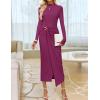 imageZESICA Womens 2025 Fall Long Sleeve Bodycon Dress Mock Neck Party Cocktail Wedding Guest Long Midi DressesEggplant