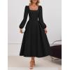 imageZESICA Fall Cocktail Dresses for Women Wedding Guest 2025 Elegant Long Sleeve Square Neck Swing Evening Prom Midi DressBlack