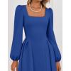 imageZESICA Fall Cocktail Dresses for Women Wedding Guest 2025 Elegant Long Sleeve Square Neck Swing Evening Prom Midi DressDarkblue