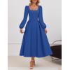 imageZESICA Fall Cocktail Dresses for Women Wedding Guest 2025 Elegant Long Sleeve Square Neck Swing Evening Prom Midi DressDarkblue
