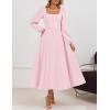 imageZESICA Fall Cocktail Dresses for Women Wedding Guest 2025 Elegant Long Sleeve Square Neck Swing Evening Prom Midi DressPink