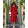 imageZESICA Fall Cocktail Dresses for Women Wedding Guest 2025 Elegant Long Sleeve Square Neck Swing Evening Prom Midi DressRed