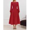 imageZESICA Fall Cocktail Dresses for Women Wedding Guest 2025 Elegant Long Sleeve Square Neck Swing Evening Prom Midi DressRed