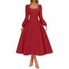 imageZESICA Fall Cocktail Dresses for Women Wedding Guest 2025 Elegant Long Sleeve Square Neck Swing Evening Prom Midi DressRed