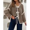 imageZESICA Crdigans for Women Trendy 2025 Tie Front Bow Sweaters Casual Long Sleeve Winter Clothing CoatsCamel