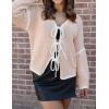 imageZESICA Crdigans for Women Trendy 2025 Tie Front Bow Sweaters Casual Long Sleeve Winter Clothing CoatsOats