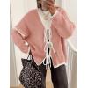 imageZESICA Crdigans for Women Trendy 2025 Tie Front Bow Sweaters Casual Long Sleeve Winter Clothing CoatsPink