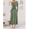 imageZESICA Womens 2025 Fall Long Sleeve Off Shoulder Maxi Dress Pleated Elegant Formal Wedding Guest Dresses with PocketsBeangreen
